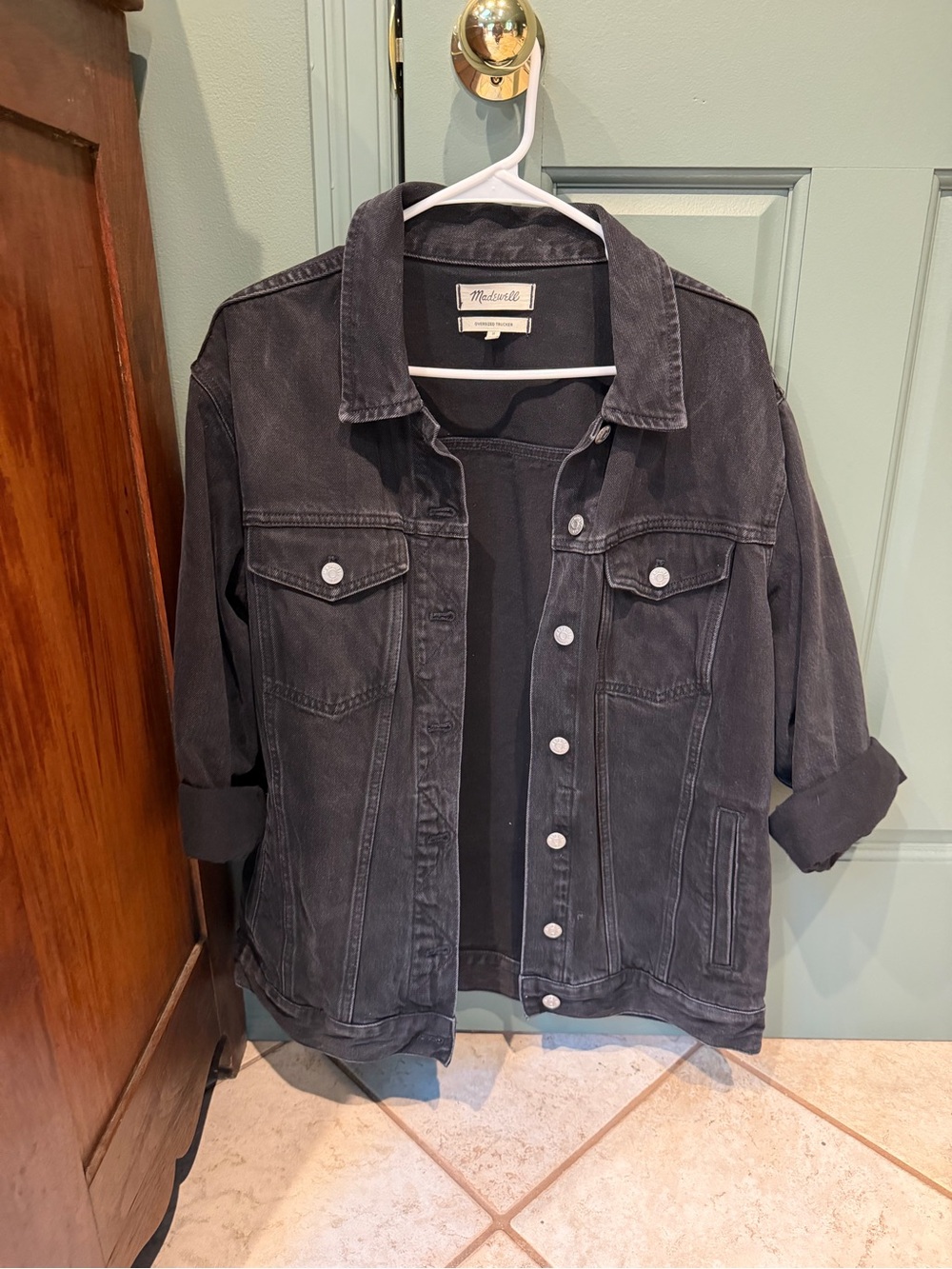 Madewell Oversized Trucker Women's Washed Black Denim Jacket